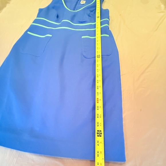 Anne Klein Blue/Green Contrast Trim Midi Sleeveless Sheath Dress Size 12/Large - Picture 10 of 10